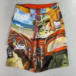 Vintage Hang Ten Board Shorts Men 30x12 Corvette Boardwalk Surf‎ Swim Trunks Y2K